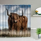 Водонепроницаемая занавеска для душа Highland в форме коровы с 3D принтом, занавеска для ванной комнаты с животными из дикой природы, художественный декор для ванны с крючками