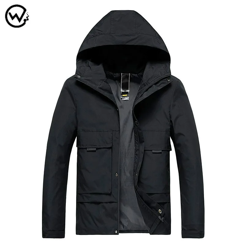 

New Men Jacket Hip Hop Outwear Hooded Coats Zipper Up Solid Color Windbreaker Tops Male Clothing Plus Size M-4XL hommes veste