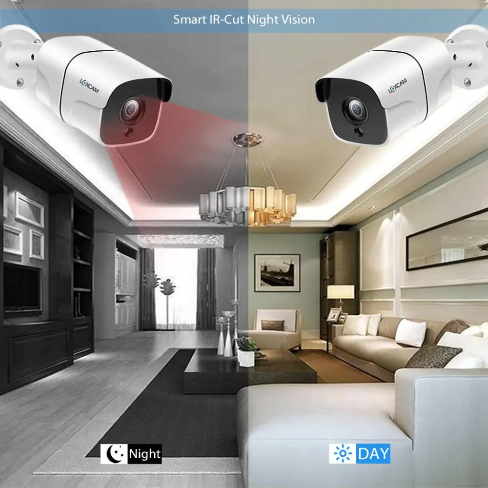 Камера Наружного видеонаблюдения LOXCAM H.265 8 каналов 5 Мп POE NVR распознавание лиц 1080P