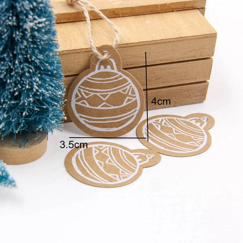ball 50 шт. DIY крафт-бирки Счастливого Рождества этикетки Подарочная Оберточная Бумага бирки Санта-Клаус бумажные открытки товары для рождественской вечеринки - Цвет: ball
