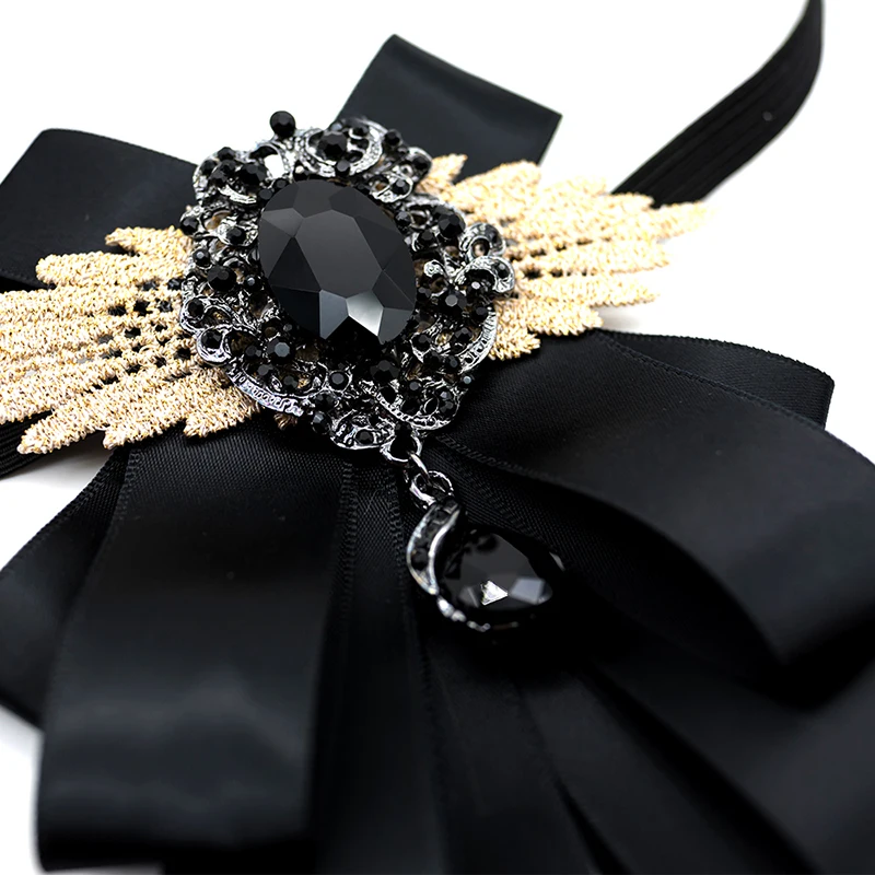 Винтажный черный галстук-бабочка для мужчин со стразами Официальный аксессуар