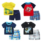 Комплекты одежды для мальчиков, футболка и шорты, с героями мультфильмов