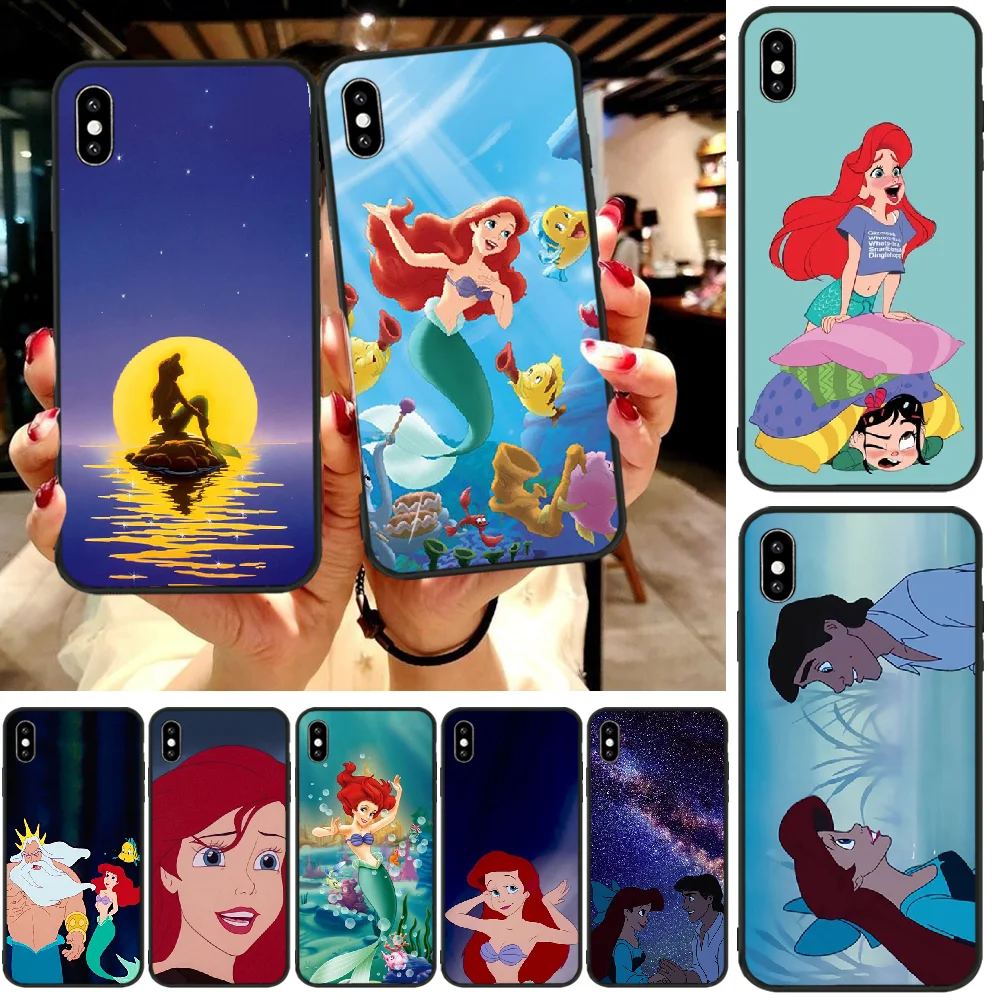 Принцесса Ариэль Русалочка черный ТПУ мягкий резиновый чехол для телефона iphone6 6s