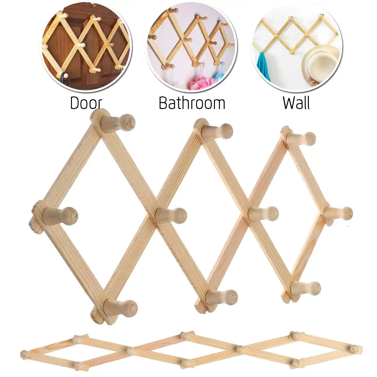 Деревянная простая стильная настенная вешалка для спальни, Бамбуковая вешалка для одежды, подвесные крючки для гостиной, вешалка для пальто, настенный крючок