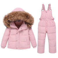 children down jacket suit 2020 new two piece clothing set toddler kids coatromper thick warm winter wear 2 5 years fur coat