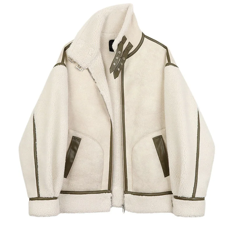 

Winter Women's Cashmere Jackets Thickening Warm Korean Fashion Granular Plush Overcoat Female Tops Cotton Padded Coat Outerwear