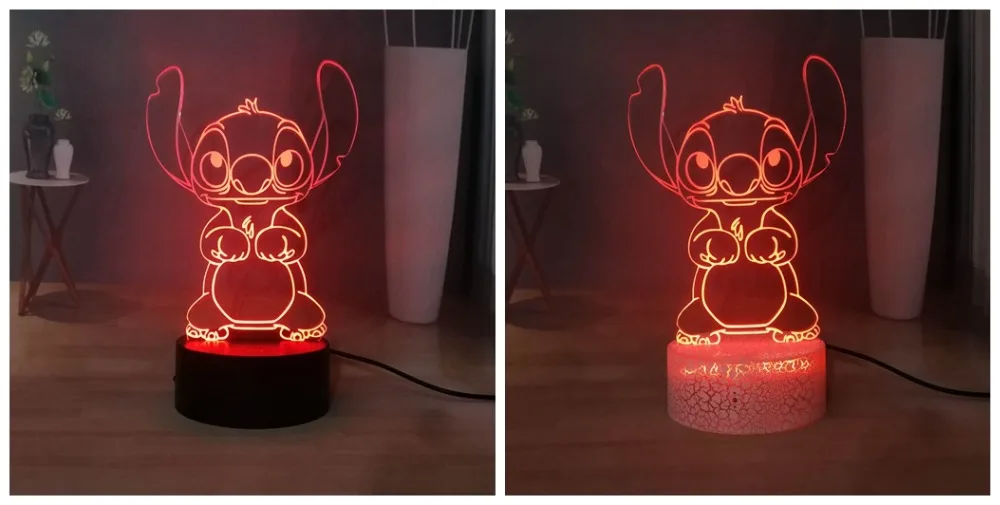 Милые Прошитые светодиодный Ночной светильник мультфильм Акриловые RGB многоцветный USB 3D Иллюзия ночной сон лампа лучший подарок на год