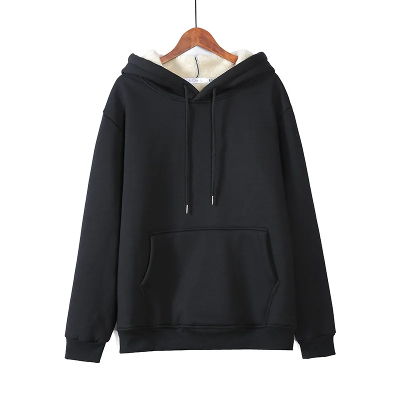 

2021 Autumn and Winter Cashmere Hoodie Solid Color Simple Loose Trend Plush Thickened Fashion Leisure Sports Hoodie Men's Coat