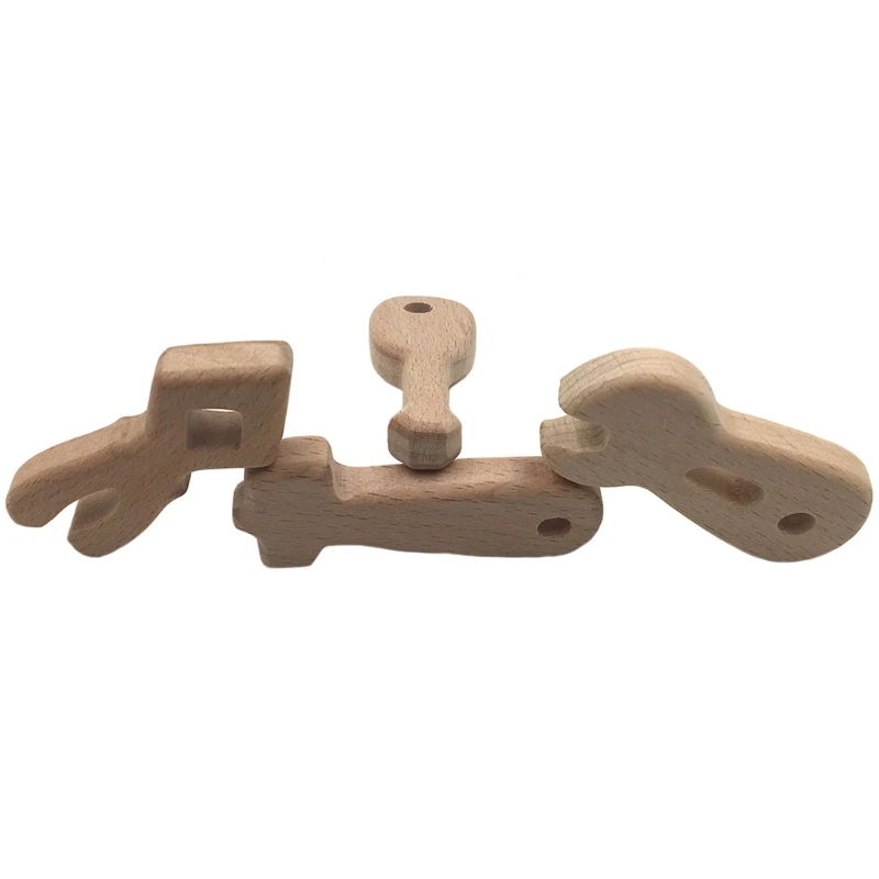 

4 Pcs/Set Baby Teether Tool Shapes Teething Nursing Natural Wooden Toys Organic