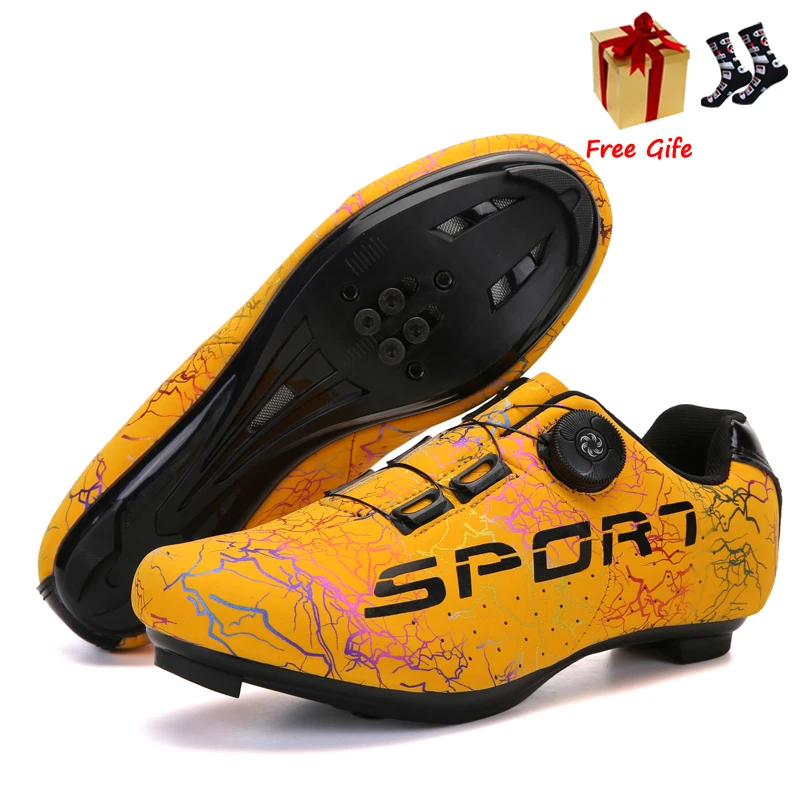 Harga Sepatu Bersepeda Jalanan Pria Berpengunci Otomatis Profesional Sepatu Bersepeda MTB Wanita Antiselip Ultraringan Sepatu Balap Sol Datar SPD