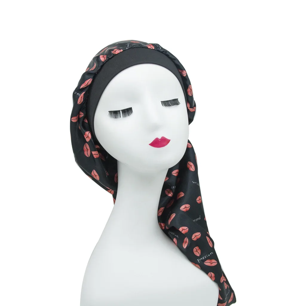 

Stain Bonnet Printed Long Silk-like Nightcap Stretch Beauty Hair Shower Cap Source Wholesale