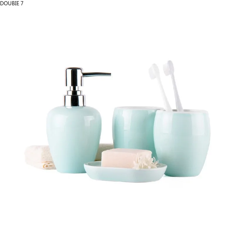 

Nordic Style Ceramic Solid Color Wash Set Household Gargle Cup Soap Dish Lotion Bottle Home Bathroom Decoration Accessories Set