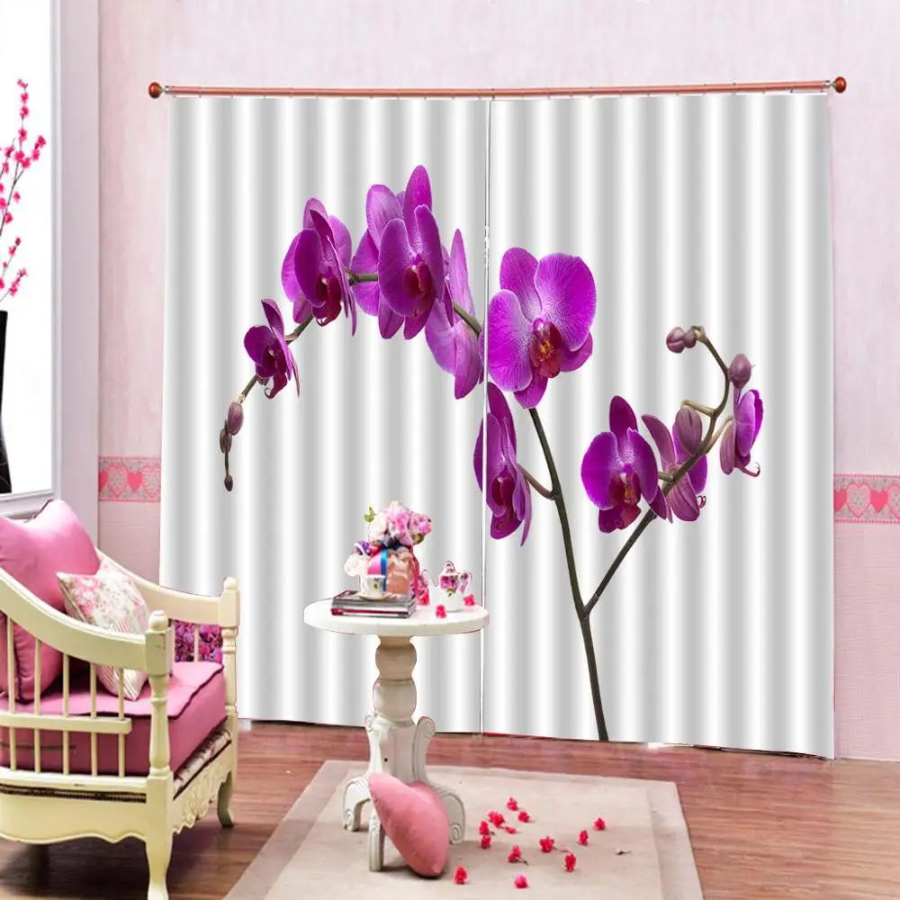 purple curtains Luxury Blackout 3D Window Curtains For Living Room Bedroom flower curtain | Дом и сад