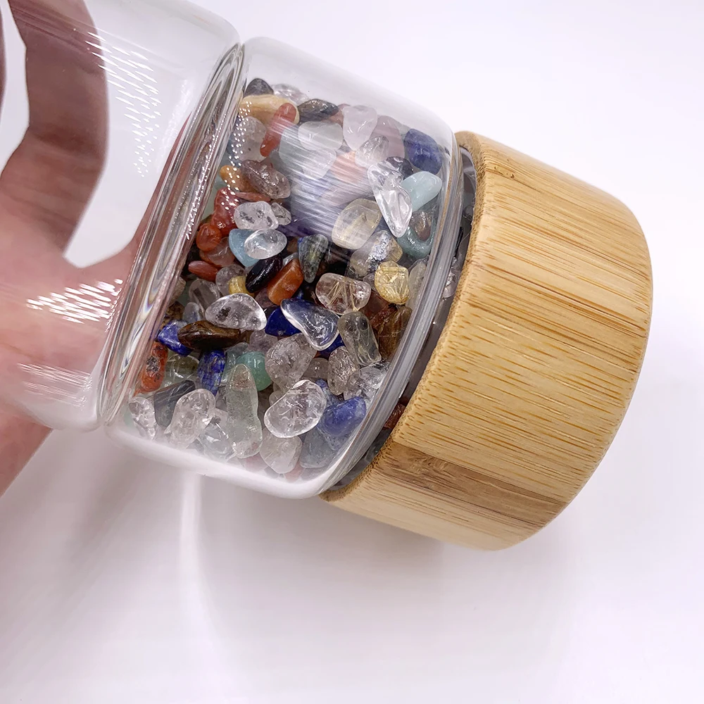 Оптовая продажа натуральный смешанный хрустальный стеклянный флакон для воды