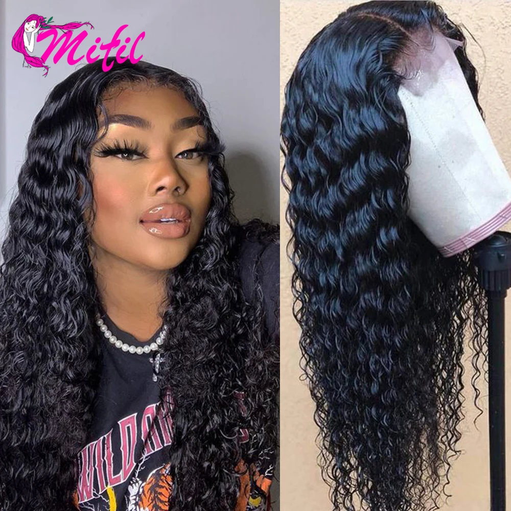

Mifil Deep Wave Wig Remy Human Hair Transparent Lace Wigs Pre Plucked Deep Wave Frontal Wig For Women 4x4 Closure WigS 34 Inch