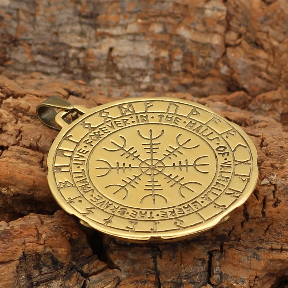 Nordic Viking vegvisir Stainless Steel Rune Necklace For Men With Valknut Gift Bag |