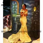 Женское вечернее платье-русалка, желтое платье с открытыми плечами, модель 2021