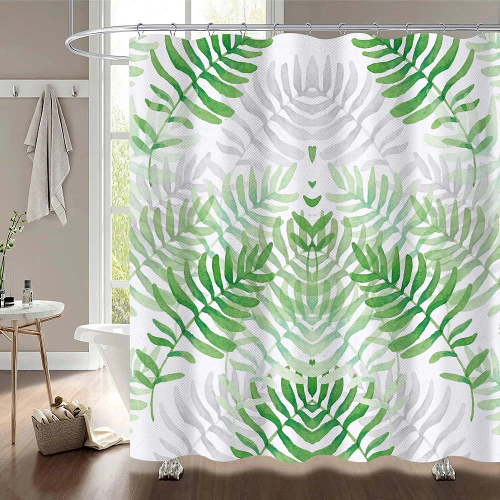 werfire bathroom curtain tropical green plant leaves palm boho home room decor mildew proof durable shower curtain with hooks free global shipping