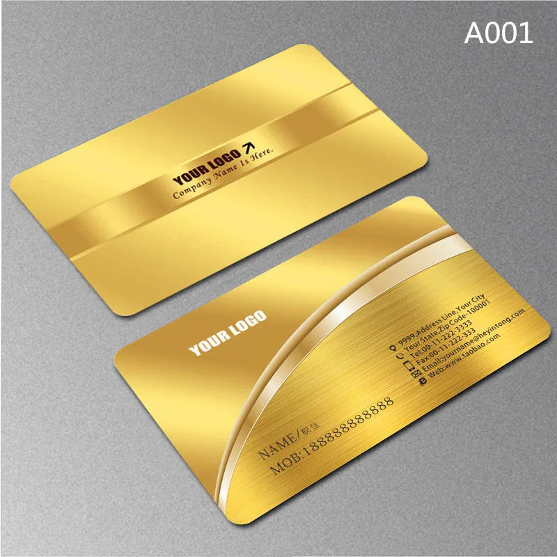 High-end business card customized 0.38 mm brushed metal silver PVC business card customized 200pcs / set
