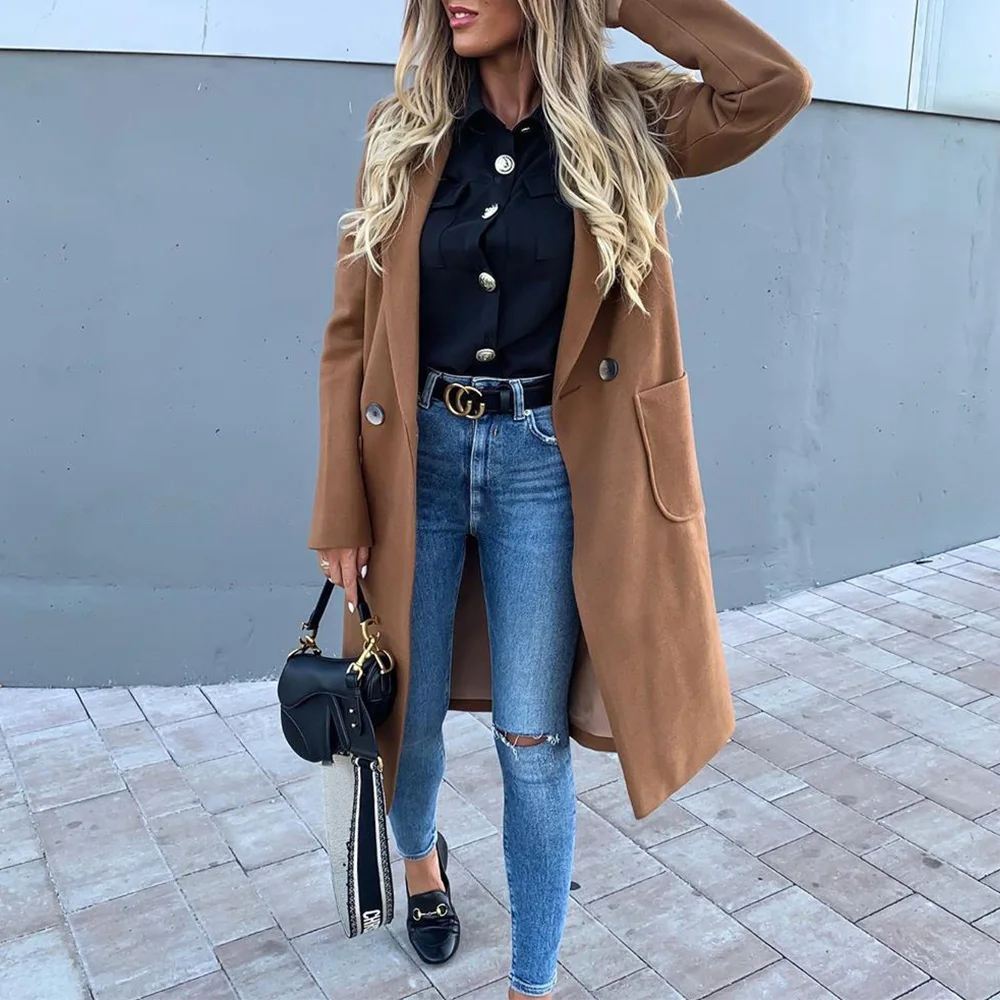 Шерстяное Женское пальто 2019 Новое Осеннее зимнее женское теплое средней длины