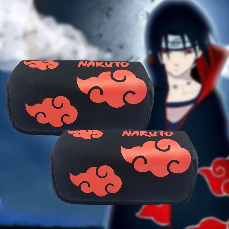 Аниме Наруто Akatsuki Наруто Холст Карандаш сумка двойная молния большой емкости Карандаш Чехол Косплей косметичка