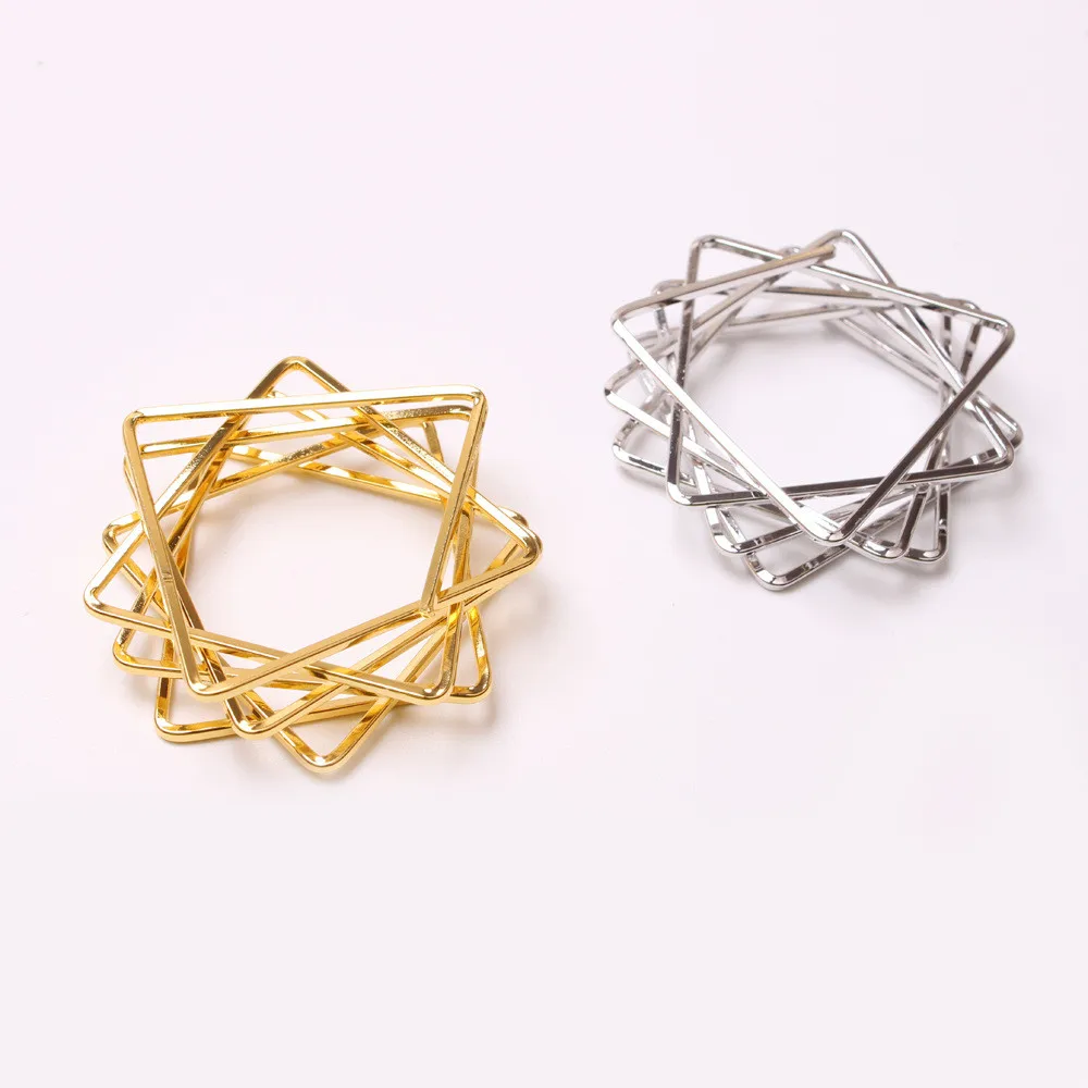 

10 / PCS new polygon napkin ring metal star napkin buckle paper napkin ring cloth ring free shipping