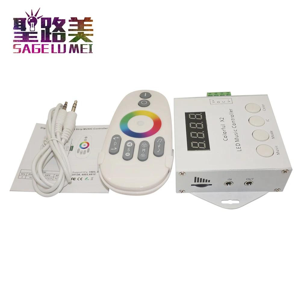 WS2812B/WS2811/WS2813/USC1903/6803 Music X2 LED Controller Strip Modules DC5V 12V 24V input MAX 1000pixels with RF Touch Remote | Лампы и