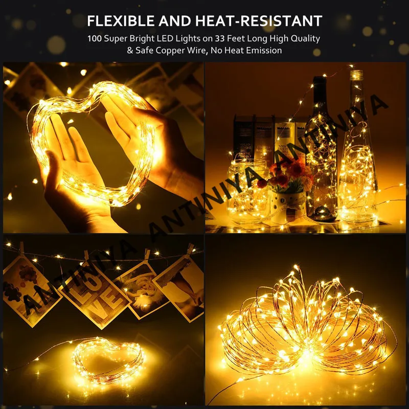 Гирлянсветильник светодиодная на медном проводе с питанием от батарейки | Лампы