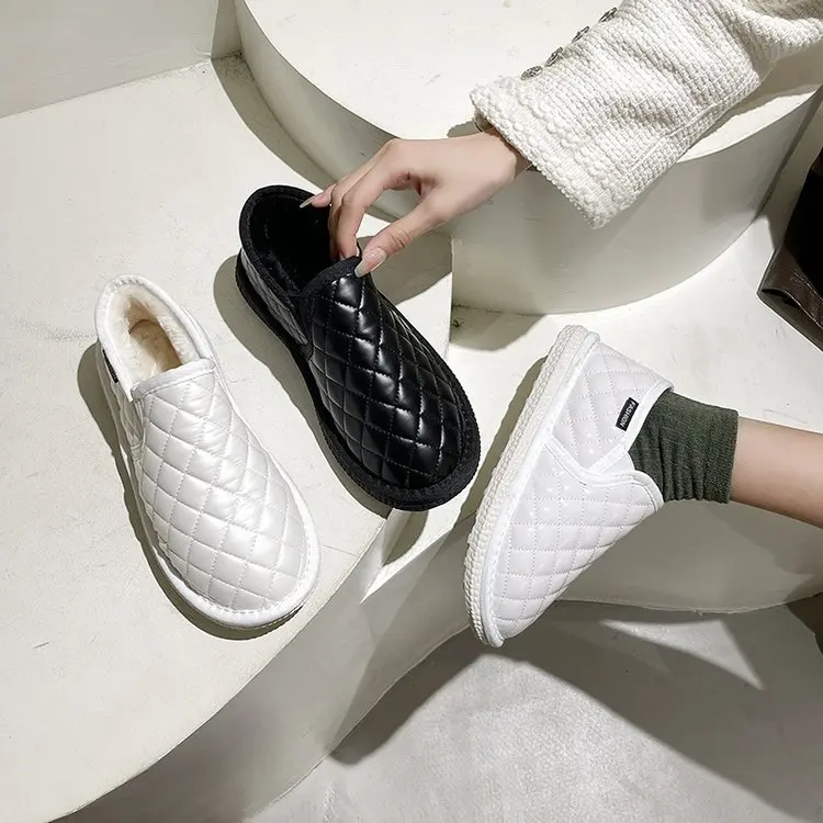 

warm winter snow boots real sheep fur leather sheepskin women casual fashion thread sewing ankle flat boot