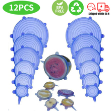 Jamón 6/12 uds tapas de silicona estirables reutilizables universal funda para tapa de alimentos cocina...