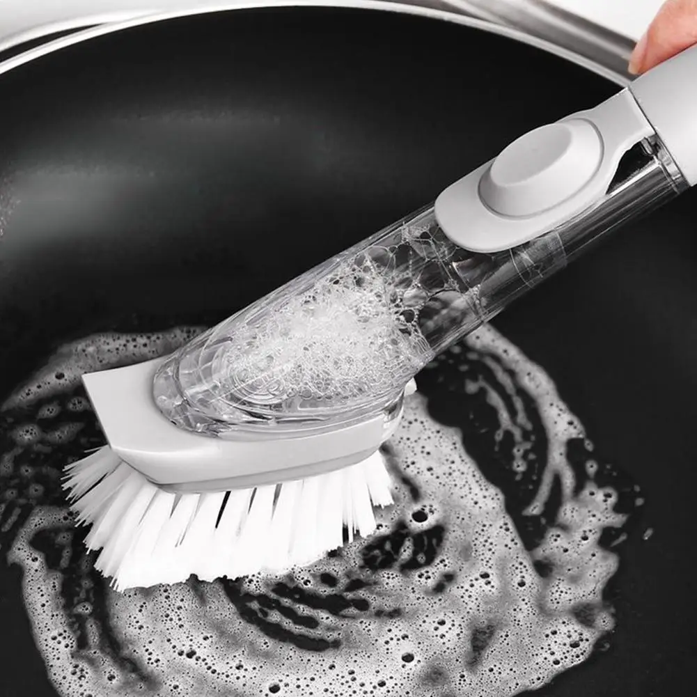 Кухонная щетка для чистки водой с длинной ручкой двумя головками кистей