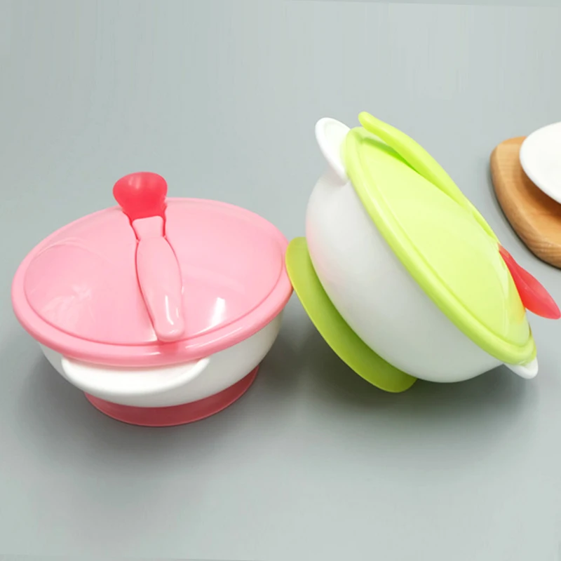 

Temperature Sensing Feeding Spoon Child Tableware Food Bowl Learning Dishes Service Plate/Tray Suction Cup Baby Dinnerware Set