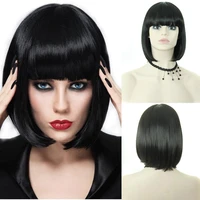 black wigs short bob wigs for women fashion synthetic wig with bangs natural short straight hair party cosplay wig