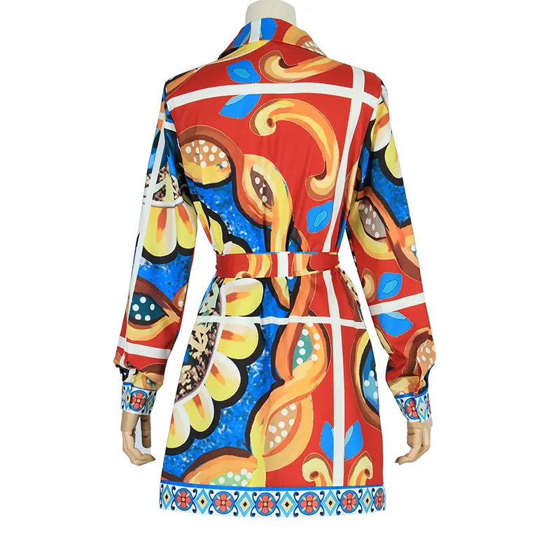 

KNOYEER Women Casual summer Dress turn-down collar Vintage Floral Printed shirt-dress Long Sleeve Button BOHO Midi Dress Vestido