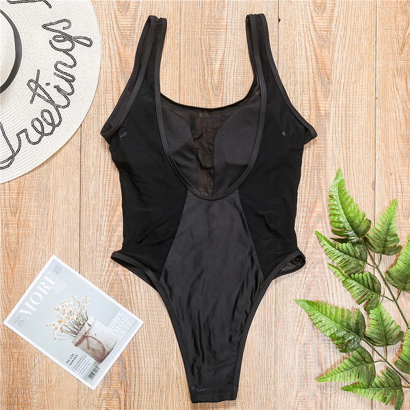 Sexy Mesh Shiny Rhinestone Diamond Women Swimwear One Piece Swimsuit Female Monokini Bather High cut Bathing Suit Swim