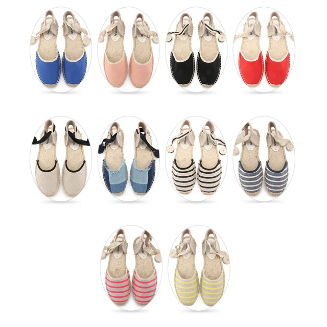 Сандалии женские холщовые с перекрестными ремешками эспадрильи удобные дышащие