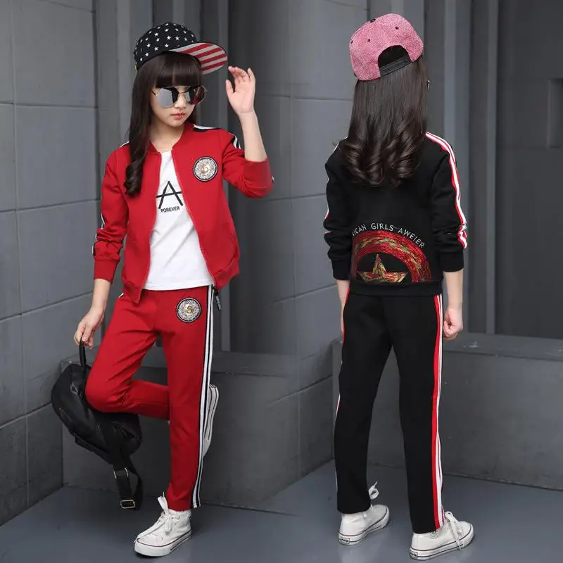 Комплекты одежды для детей хлопковые осенние красные спортивные костюмы 5 6 7 8 9 10