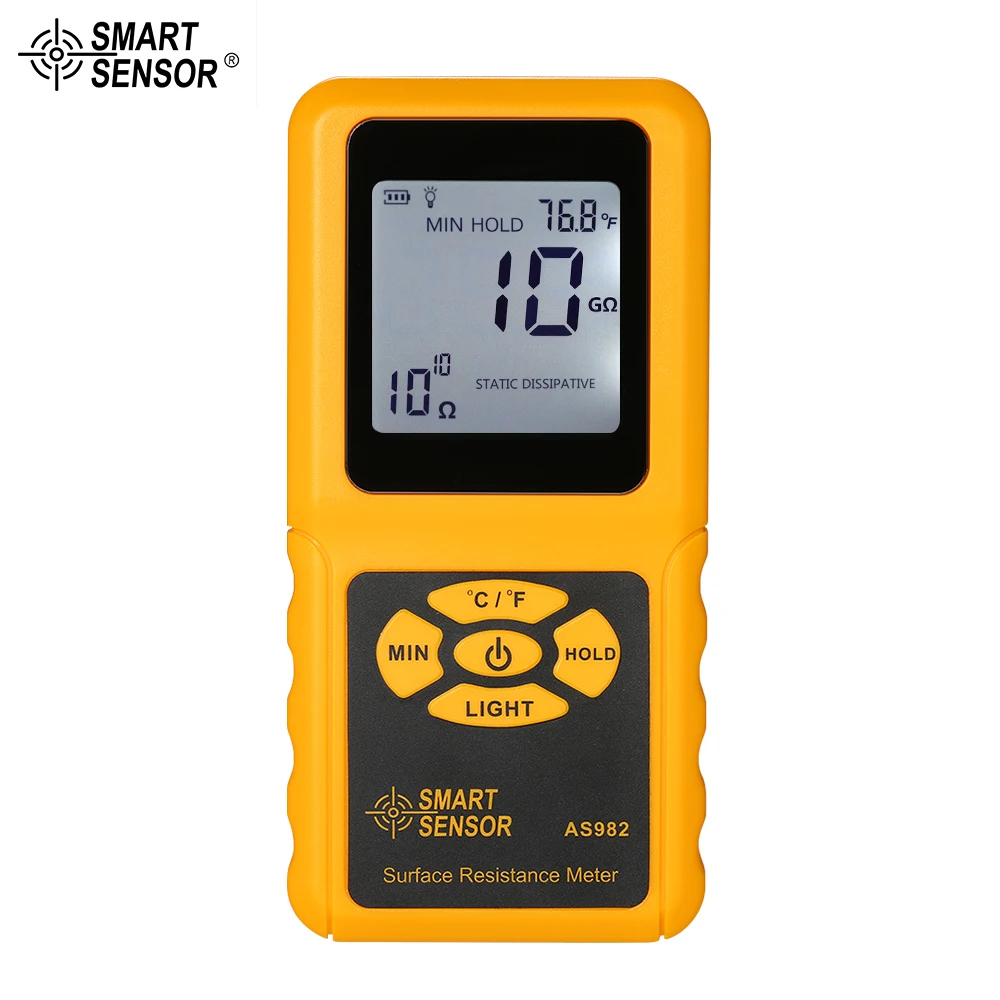 SMART SENSOR Handheld LCD Surface Resistance Meter Tester with Temperature Measurement and Data Holding Function | Инструменты