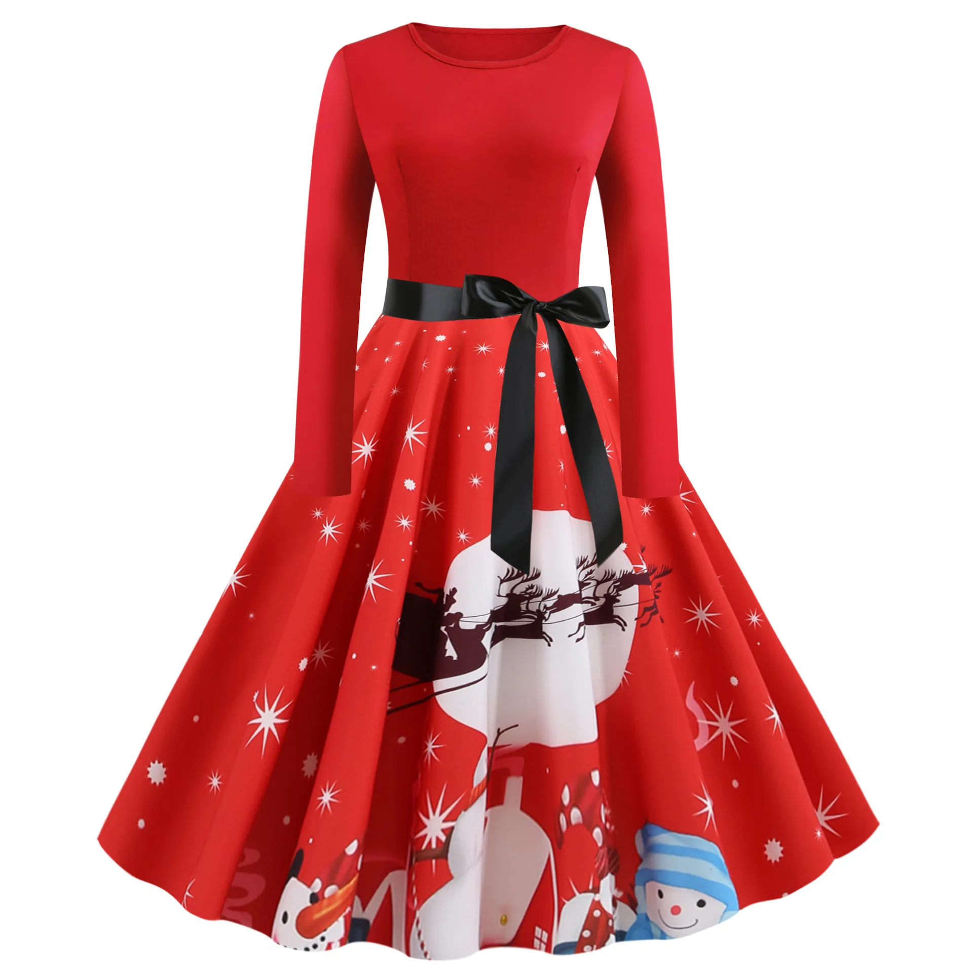 

Christmas Dresses Woman Party Night Plus Size Women Clothes Santa Print Dresses Plus Size Vintage Girls Fall 2021