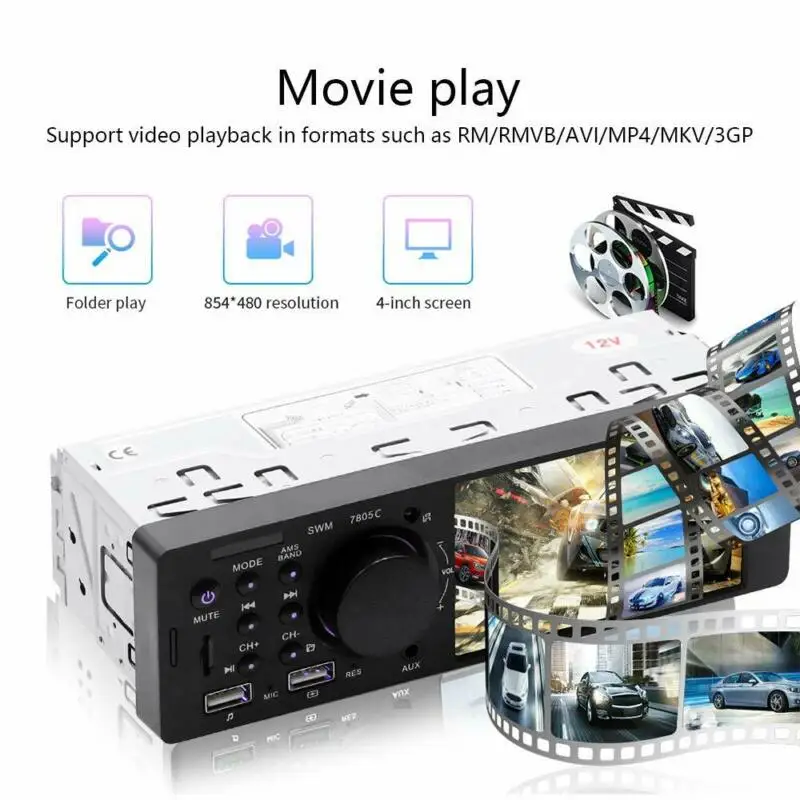 4,1 ''HD 1 Din автомобильный DAB радио стерео Hands-free FM AM WMA Bluetooth AUX In-Dash MP5 U диск MP5 плеер Bluetooth