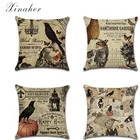 Винтажная декоративная подушка на Хэллоуин, череп ворона лен, украшение для дома, чехол для декоративной подушки Чехол