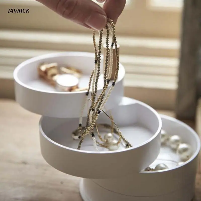 

360 Degree Rotary 3 Layer Jewelry Storage Box Holder Earring Bracelet Organizers