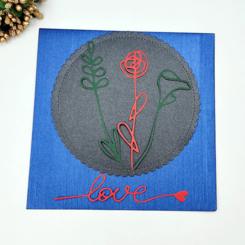 

Love Flower Metal Cutting Dies Scrapbooking Embossing Folders for DIY Album Card Making Craft Stencil Greeting Photo Paper
