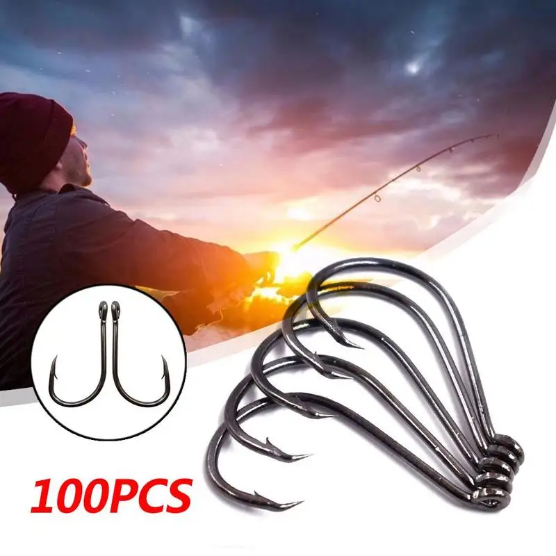 

100pcs Mustad Jigging Hooks High Carbon Steel Deep Ocean Fishing Large Barbs With Circle Squid Grouper Peche
