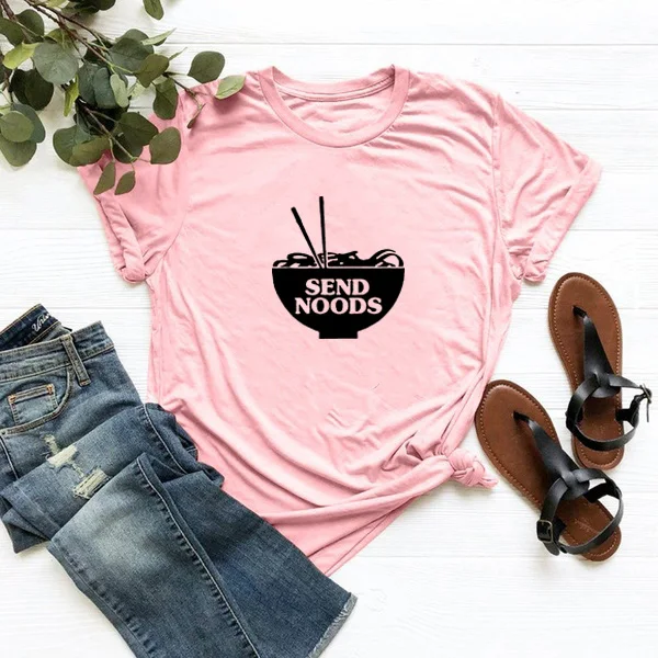 Футболка с принтом Noods женская футболка круглым вырезом хлопковая коротким