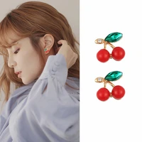 japanese and korean style earrings cherry ear studs female angry pierced earrings s925 silver hypoallergenic ear acupuncture