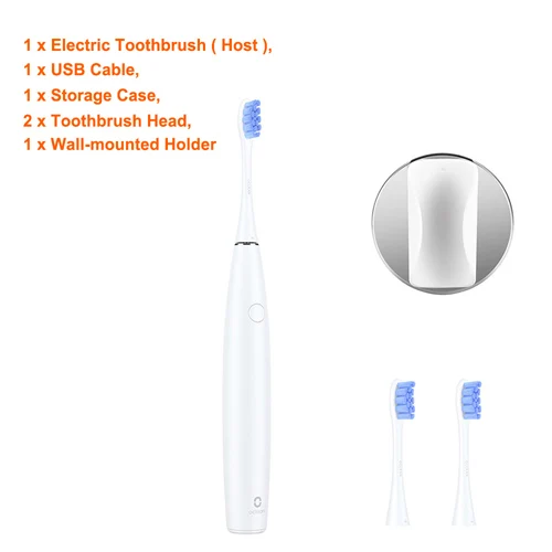 White Toothbrush Set Oclean SE перезаряжаемая звуковая электрическая зубная щетка международная версия приложение управление с 2 головками щетки+ 1 настенный держатель - Цвет: White Toothbrush Set