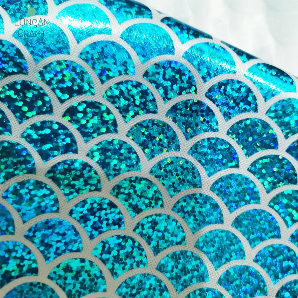 

150*50cm Sparkly Scale Mermaid Laser Fabric Spandex Stretch Fabric for Dress Tail Swimwear Stage Cosplay Costume DIY Sewing