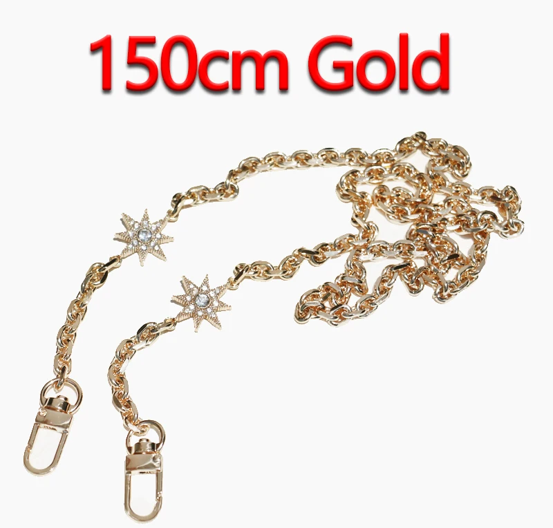 150cm Gold DIY 50 см-160 см Замена золотая металлическая цепочка Наплечные ремни для клатч Сумки, маленькие сумки модные 7 мм ручки для сумок ремни для сумок - Цвет: 150cm Gold