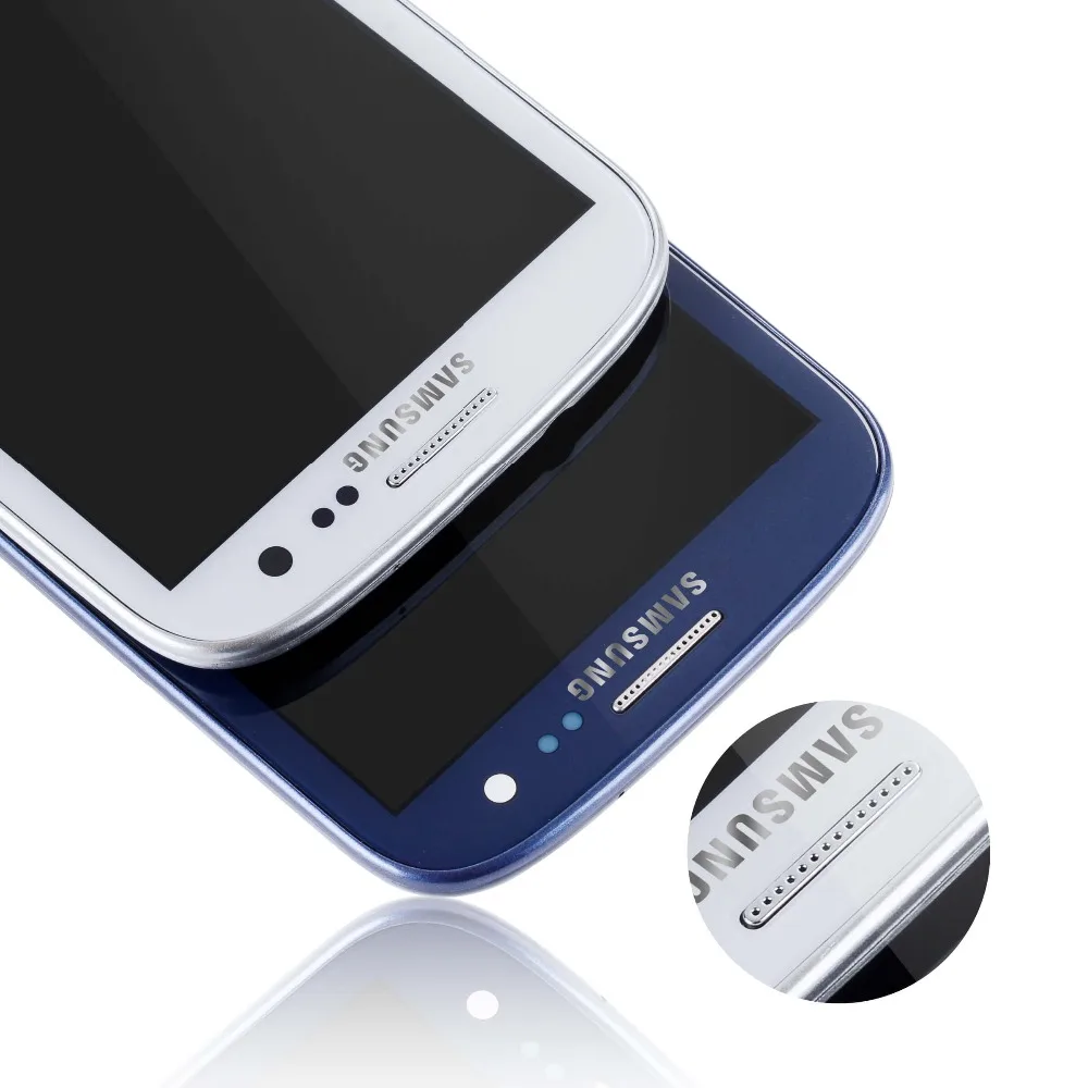 Дисплей для SAMSUNG Galaxy S3 LCD i9301 i9308i i9301i в сборе с тачскрином на рамке белый синий